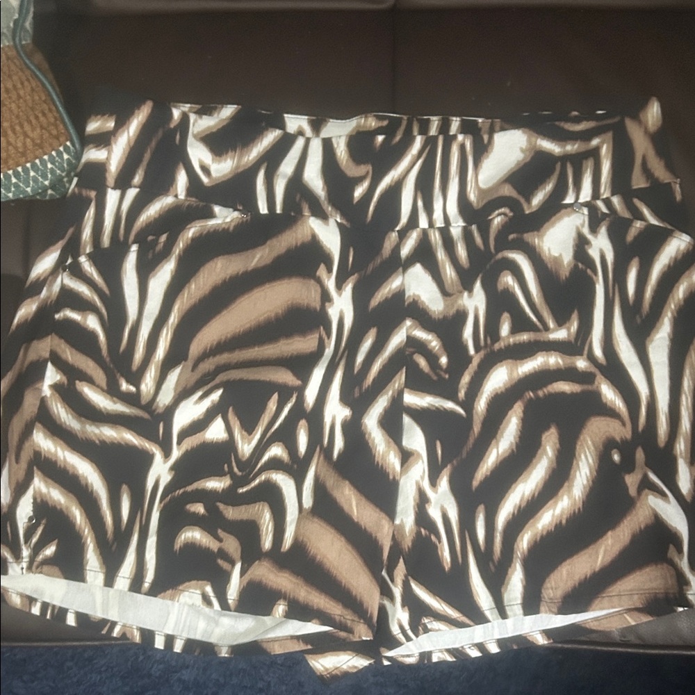 Women’s Brown Zebra-Print Shorts